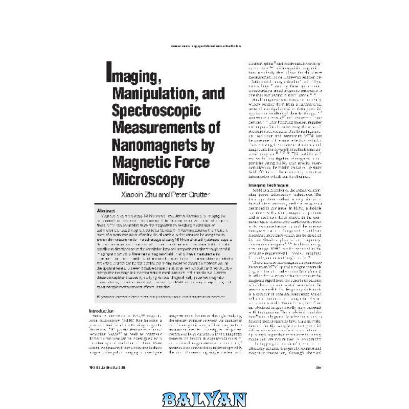 دانلود کتاب Imaging, Manipulation, and Spectroscopic Measurements of Nanomagnets by Magnetic Force Microscopy